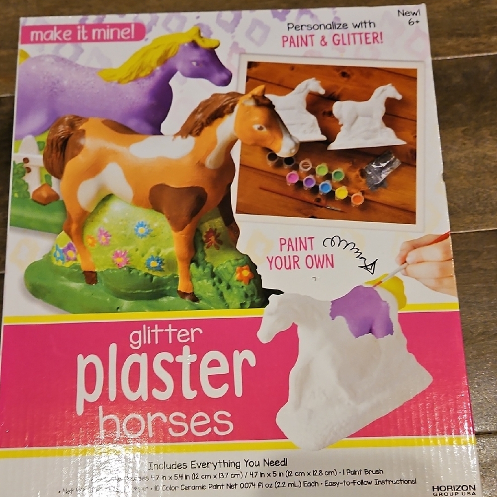 Glitter Plaster Horses Kit - Purple and Brown